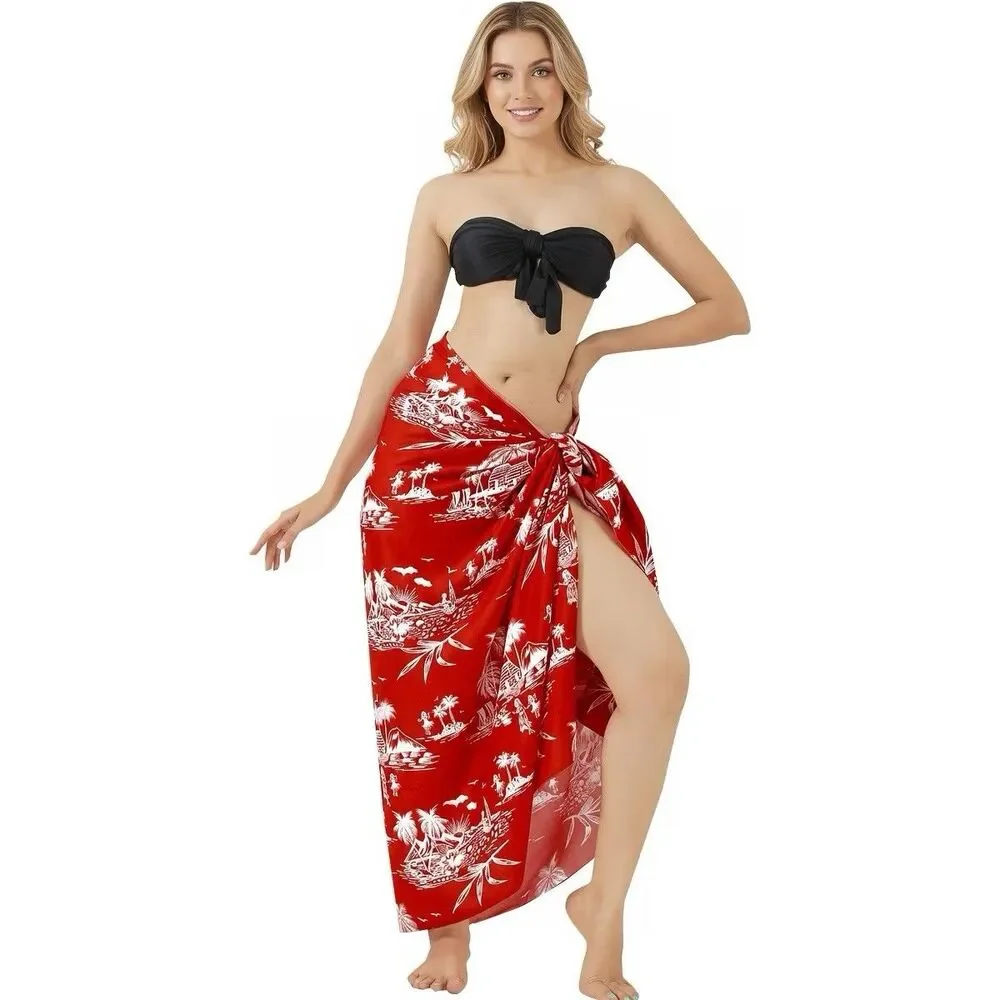 Women’s Beach Swim Wrap Cover Up Floral Pink Sarong Pareo USA Made NEW